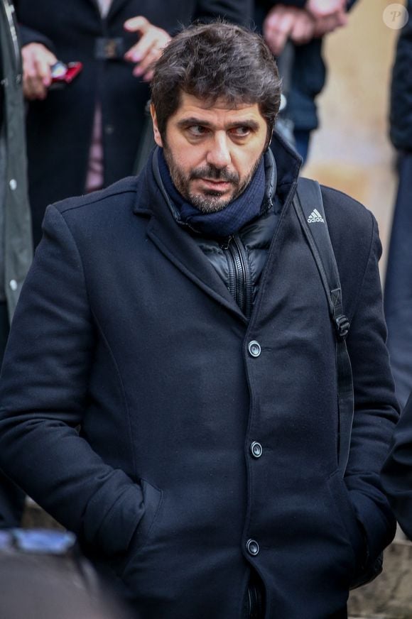 Patrick Fiori aux obsèques de Michel Galabru, décédé le 4 Janvier 2016, à l’église Saint Roch à Paris, France le 12 janvier 2016. © Abacapress.com