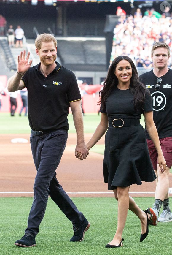 Le duc et la duchesse de Sussex le samedi 29 juin 2019. Le tout premier match de la Ligue majeure de baseball en Europe se joue au London Stadium. Photo par Mark Thomas/UPI/ABACAPRESS.COM