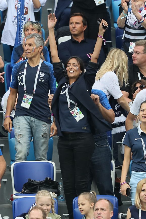 Leïla Kaddour-Boudadi, Nagui dans les tribunes lors du match de quart de finale de la Coupe du Monde Russia2018 "France - Uruguay (FIFA World Cup Russia2018)" au stade Nijni Novgorod. La France a gagné 2-0 et rencontrera la Belgique en demi-finale. Russie, le 6 juillet 2018.
© Cyril Moreau/Bestimage
