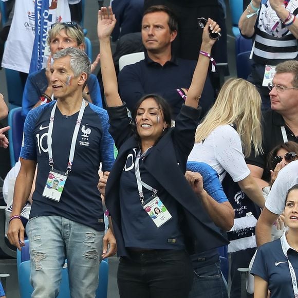 Leïla Kaddour-Boudadi, Nagui dans les tribunes lors du match de quart de finale de la Coupe du Monde Russia2018 "France - Uruguay (FIFA World Cup Russia2018)" au stade Nijni Novgorod. La France a gagné 2-0 et rencontrera la Belgique en demi-finale. Russie, le 6 juillet 2018.
© Cyril Moreau/Bestimage