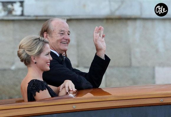 Bill Murray quitte l'hôtel Cipriani pour se rendre à l'Aman Resort de Venise, en Italie, à l'occasion de la réception de mariage de l'acteur américain George Clooney et de la Britannique Amal Alamuddin, le 27 septembre 2014. Photo : Alessandro Di Meo/Ansa/Abaca