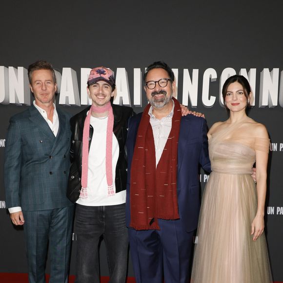 Edward Norton, Timothée Chalamet, James Mangold et Monica Barbaro - Avant-première du film "Un parfait inconnu" au Grand Rex à Paris le 15 janvier 2025. © Coadic Guirec/Bestimage