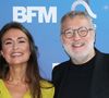 Julie Hammett et Laurent Ruquier lors de la conférence de presse de rentrée BFM TV. - RMC du groupe Altice France à Paris, France, le 31 août 2023. © Coadic Guirec/Bestimage
