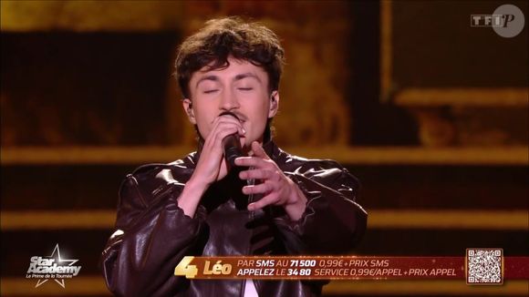 Léo sur le prime de la tournée de la Star Academy diffusé le 13 décembre 2025.  Photo : Capture d'écran TF1/Star Academy