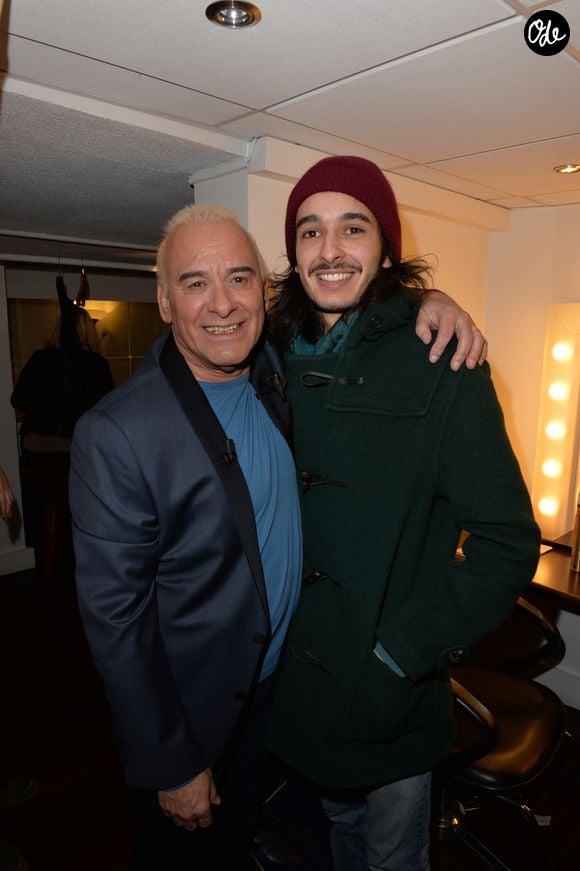 Michel Fugain et son fils Alexis lors de l'enregistrement de Vivement Dimanche à Paris, France, le 25 février 2015. Photo Max Colin/ABACAPRESS.COM