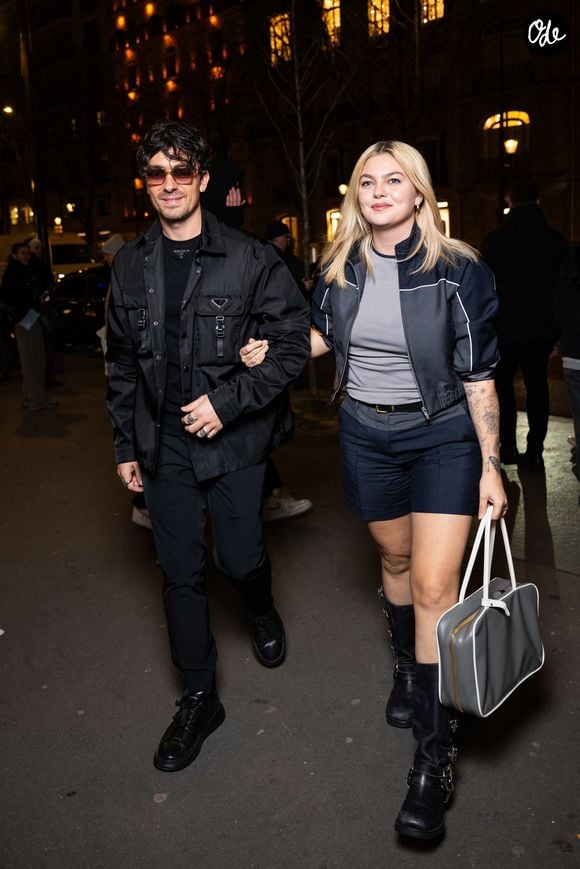 Louane Emera et son fiancé Florian Rossi à l'after party de la maison Miu Miu au club Gigi à Paris pendant la fashion week (PFW) le 11 mars 2025. © Perusseau / Da Silva / Bestimage