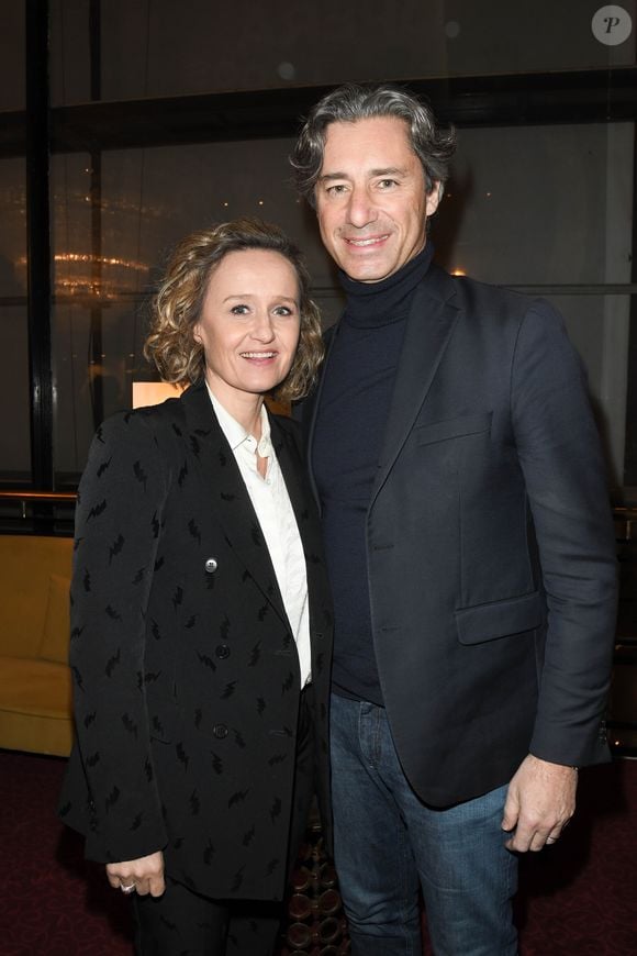 Exclusif - Caroline Roux et son mari Laurent Solly - Générale de la pièce "Fleurs de Soleil" au théâtre Antoine à Paris le 27 février 2020. © Coadic Guirec/Bestimage