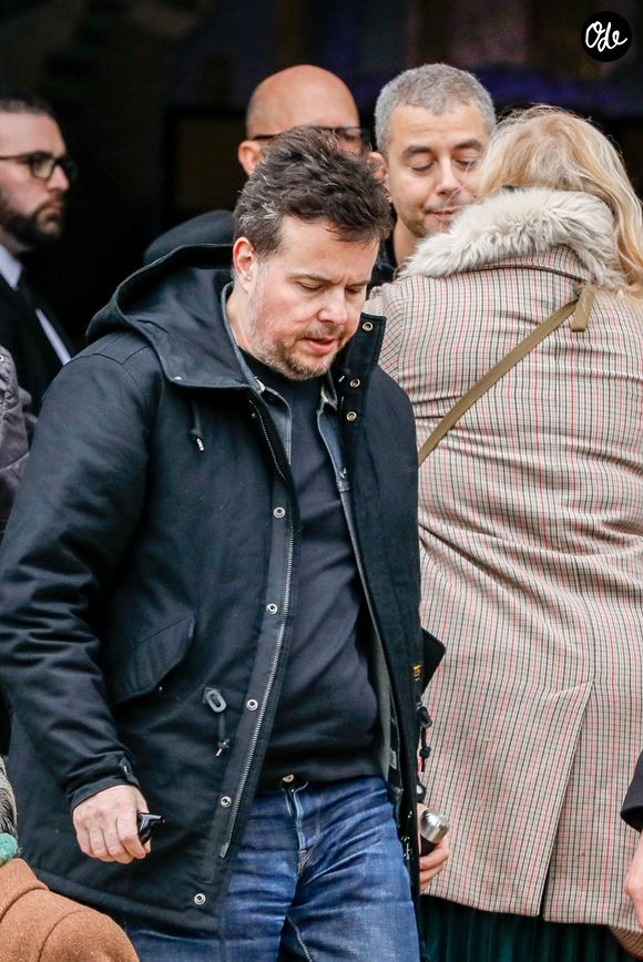 Ali Baddou et Nicolas Demorand - Obsèques de Sébastien Demorand à la Coupole du crématorium du cimetière du Père-Lachaise à Paris, France, le 31 janvier 2020. 
© AGENCE / BESTIMAGE