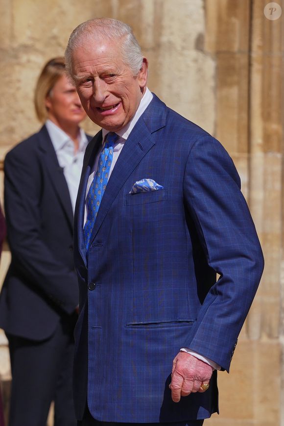 Le roi Charles III d'Angleterre assiste à l'office des matines de Pâques à la chapelle Saint-George du château de Windsor, à Windsor, Berkshire, Royaume-Uni, le 20 avril 2025.© Kirsty WIgglesworth/WPA-Pool