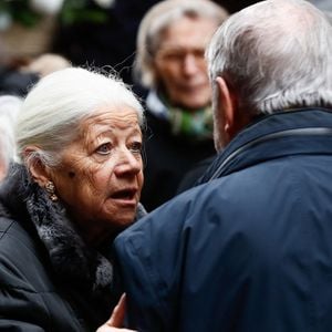 Exclusif - Nicole Pompidou, la veuve du défunt - Obsèques d'Alain Pompidou en l'église Saint-Louis-en-l'Île à Paris, le 18 décembre 2024. © Christophe Clovis / Bestimage