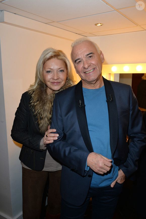 Michel Fugain et sa partenaire Sanda lors de l'enregistrement de Vivement Dimanche à Paris, France, le 25 février 2015. Photo by Max Colin/ABACAPRESS.COM