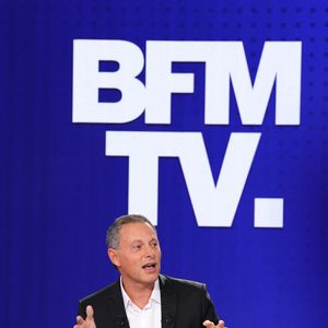 Marc-Olivier Fogiel lors de la conférence de presse de rentrée BFM TV. - RMC du groupe Altice France à Paris, France, le 31 août 2023. © Coadic Guirec/Bestimage