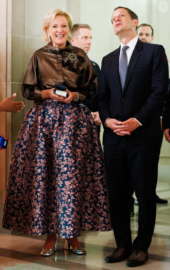 La princesse Astrid de Belgique est accueillie par le maire de San Francisco, Daniel Lurie, avant la réception officielle belge lors d'une mission économique sur la côte ouest des Etats-Unis, le lundi 6 octobre 2025. La mission économique belge aux Etats-Unis se déroule du 4 au 12 octobre. Photo by ABACAPRESS.COM