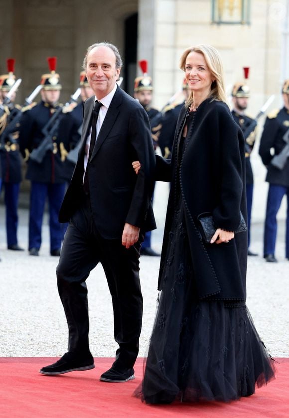 Xavier Niel et sa compagne Delphine Arnault, Pdg de la maison Dior - Arrivées au dîner d'état au palais de l'Elysée à Paris donné en l'honneur du roi et de la reine de Danemark le 31 mars 2025.@Jacovides / Moreau / Bestimage