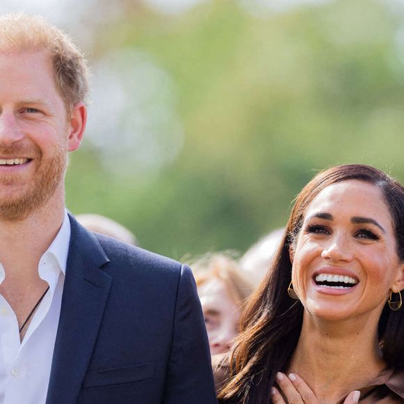 14 septembre 2023, Rhénanie-du-Nord-Westphalie, Düsseldorf : Le prince Harry, duc de Sussex, et son épouse Meghan, duchesse de Sussex, assistent à une réunion avec des représentants de l'OTAN en marge des 6e Invictus Games au Merkur Spiel Arena. Photo par Rolf Vennenbernd/DPA/ABACAPRESS.COM
