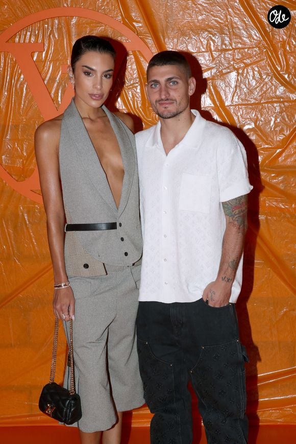Jessica Aïdi et Marco Verratti au photocall du défilé de mode prêt-à-porter Louis Vuitton Printemps/été 2024 lors de la Fashion Week de Paris (PFW), à Paris, France, le 2 octobre 2023. © Bertrand Rindoff/Bestimage
