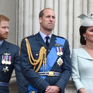 La famille royale d'Angleterre lors de la parade aérienne de la RAF pour le centième anniversaire au palais de Buckingham à Londres. Le 10 juillet 2018. © Agence / Bestimage