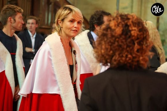 L'actrice et réalisatrice Barbara Schulz - Intronisations lors du Ban des Vendanges de la Jurade de Saint-Emilion 2025 en l'église Collégiale à Sain-Emilion, le 21 septembre 2025. © Jean-Marc Lhomer / Bestimage