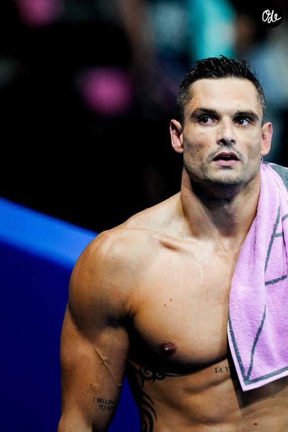 Florent Manaudou, de l'équipe de France, après la finale du relais 4 x 100 m quatre nages masculin des Jeux Olympiques de Paris 2024, à la Paris La Défense Arena, à Paris, en France, le 4 août 2024. Photo de Julien Poupart/ABACAPRESS.COM