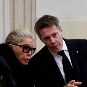 Marina Ricolfi-Doria et son fils, le prince Emmanuel-Philibert de Savoie - Veillée funèbre du prince Victor-Emmanuel de Savoie, en l'Eglise de Sant'Uberto à Turin, en présence de sa veuve Marina Ricolfi-Doria, de son fils, le prince E-P. de Savoie avec sa femme la princesse Clotilde Courau et leurs filles les princesses Vittoria et Luisa, le 9 février 2024. Le fils du dernier roi d'Italie s'est éteint le 3 février 2024 à l'âge de 86 ans.
© Dominique Jacovides/Bestimage