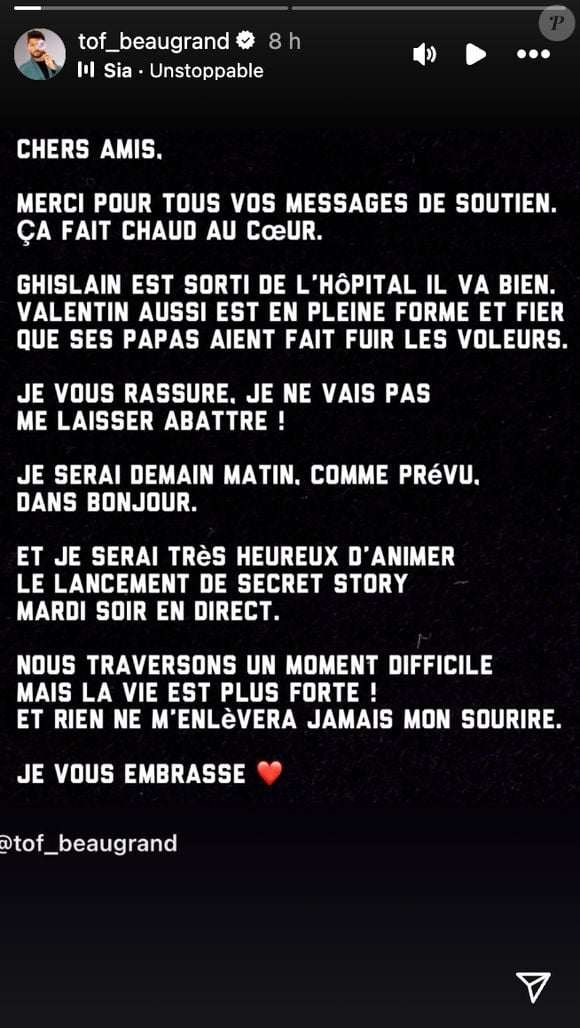 Capture d'écran Christophe Beaugrand - Instagram - juin 2025