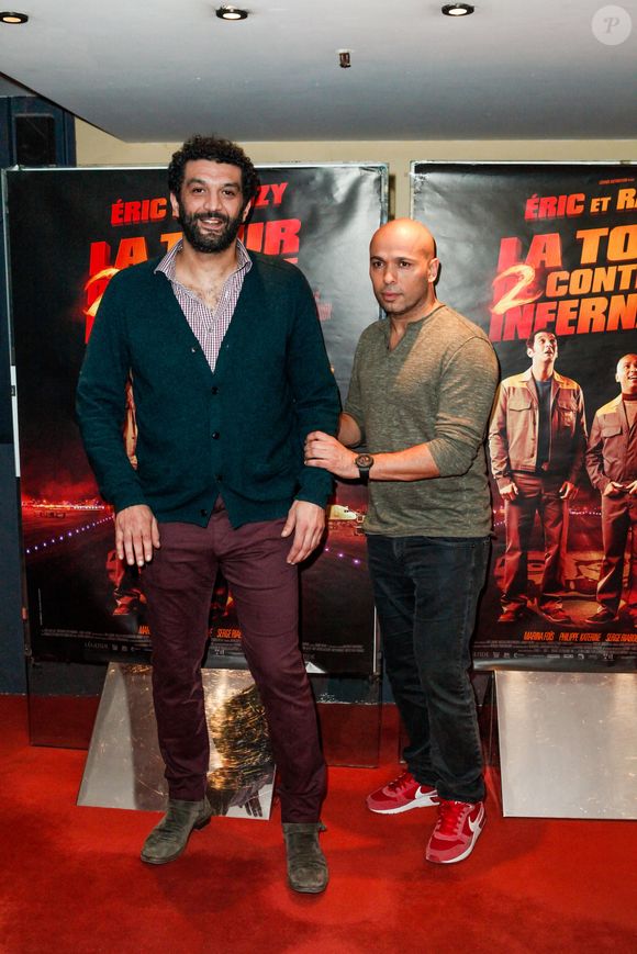 Les acteurs Eric Judor et Ramzy Bedia assistent à la première du film La Tour 2 controle infernale, réalisé par Eric Judor, au cinéma UGC les Halles a Paris, France le lundi 1er Février. Photo par Maxime Reynaud/APS-Medias/ABACAPRESS.COM