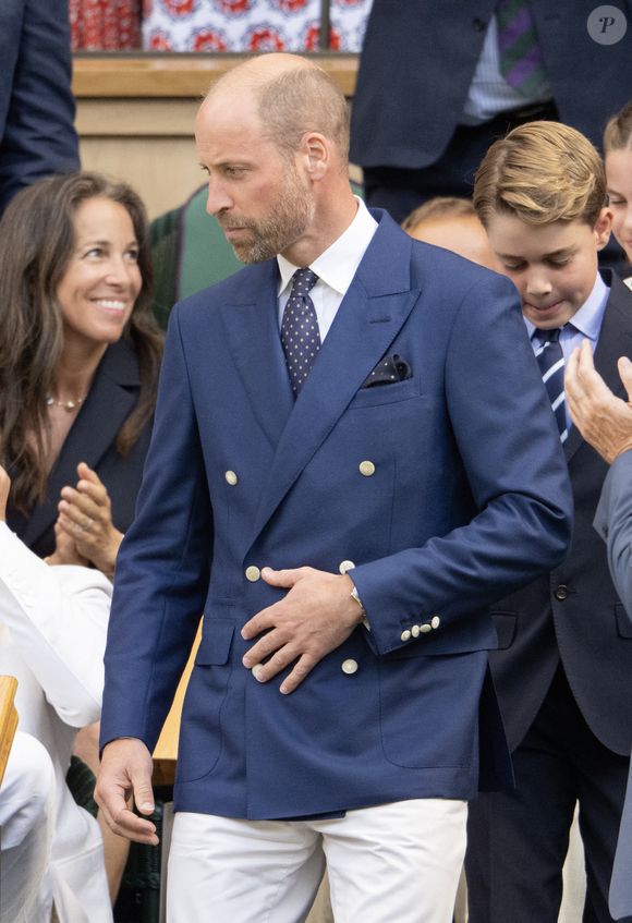 Le prince William, La princess Kate, le prince George et la princess Charlotte assistent à finale homme du tournoi de tennis de Wimbledon le 13 juillet 2025. © GOFF  / BESTIMAGE
