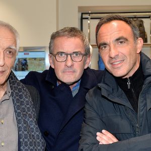 Gerard Darmon, Christophe Dechavanne et Nikos Aliagas lors de la Soirée d'inauguration de la nouvelle boutique TUMI sur les Champs-Elysées a Paris, France, le 22 Mars 2018. Photo by Jerome Domine/ABACAPRESS.COM