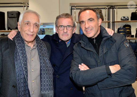 Gerard Darmon, Christophe Dechavanne et Nikos Aliagas lors de la Soirée d'inauguration de la nouvelle boutique TUMI sur les Champs-Elysées a Paris, France, le 22 Mars 2018. Photo by Jerome Domine/ABACAPRESS.COM