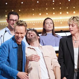 Exclusif - Cyril Féraud, Agustín Galiana, Sara Mortensen, Flavie Flament - Enregistrement de l'émission "100% Logique", présentée par Cyril Féraud et diffusée le 12 avril 2025 sur France 2. Le 17 décembre 2024 © Cyril Moreau / Bestimage