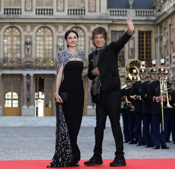 Le chanteur anglais Mick Jagger et sa compagne, la chorégraphe américaine Melanie Hamrick, - Dîner d'Etat au château de Versailles en l'honneur de la visite officielle du roi et de la reine d'Angleterre en France (20 - 22 septembre 2023). Le 20 septembre 2023. 150 invités triés sur le volet ont été conviés à cette occasion.
© Stéphane Lemouton / Bestimage