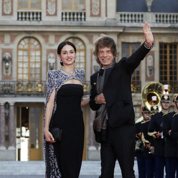 Le chanteur anglais Mick Jagger et sa compagne, la chorégraphe américaine Melanie Hamrick, - Dîner d'Etat au château de Versailles en l'honneur de la visite officielle du roi et de la reine d'Angleterre en France (20 - 22 septembre 2023). Le 20 septembre 2023. 150 invités triés sur le volet ont été conviés à cette occasion.
© Stéphane Lemouton / Bestimage