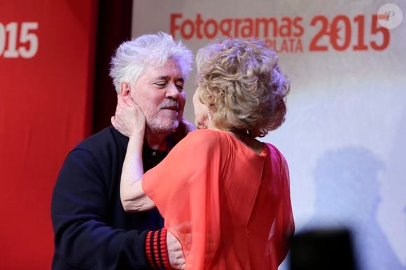 Pedro Almodovar et l'actrice Marisa Paredes - Cérémonie de remise du prix "Fotogramas de Plata 2015 Awards" à Madrid. Le 7 mars 2016