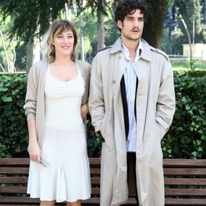 Valeria Bruni Tedeschi et son ex-compagnon Louis Garrel - L'equipe du film "Un Chateau en Italie" de Valeria Bruni Tedeschi a Rome, le 22 Octobre 2013. SGP / BESTIMAGE