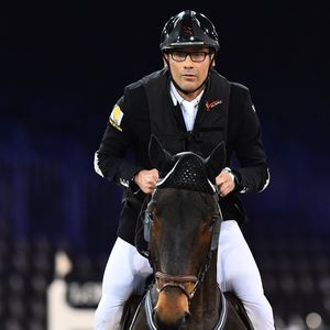 Julien Courbet lors de la première journée de l'édition 2014 du Gucci Paris Masters, dans le cadre de la tournée des Masters du Grand Chelem en salle, à Villepinte, près de Paris, en France, le 4 décembre 2014. Photo par Laurent Zabulon/Abaca