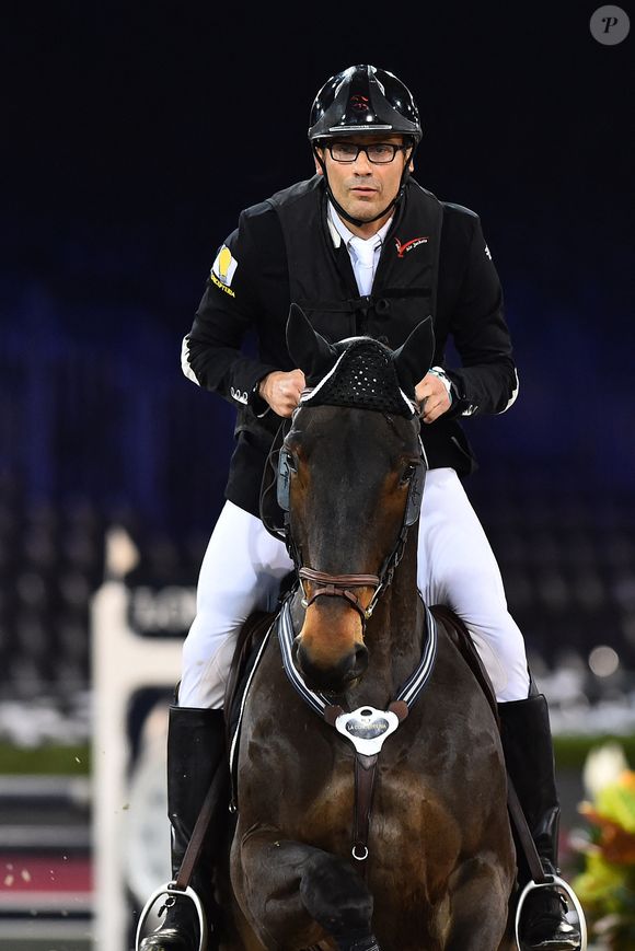 Julien Courbet lors de la première journée de l'édition 2014 du Gucci Paris Masters, dans le cadre de la tournée des Masters du Grand Chelem en salle, à Villepinte, près de Paris, en France, le 4 décembre 2014. Photo par Laurent Zabulon/Abaca