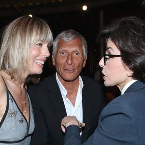 Mélanie Page et son mari Nagui, Rachida Dati (Ministre de la Culture) - Intérieur - 36ème cérémonie des Molières aux Folies Bergère à Paris le 28 avril 2025. © Bertrand Rindoff / Bestimage