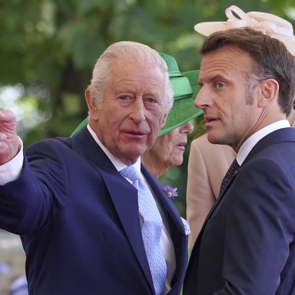 Le roi Charles III d'Angleterre et la reine consort Camilla accueillent le président Emmanuel Macron et sa femme Brigitte Macron au château de Windsor le 8 juillet 2025.

© Alberto Pezzali / Pool / Julien Burton via Bestimage