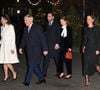 Son look était composé d'une veste et d'un pantalon en velours marine, d'un gilet, d'une chemise et de ballerines vernies de couleur burgundy. 

La famille royale d'Angleterre assiste à la messe "Together At Christmas Carol" à l'abbaye de Westminster à Londres, Royaume-Uni le 6 Décembre, 2024