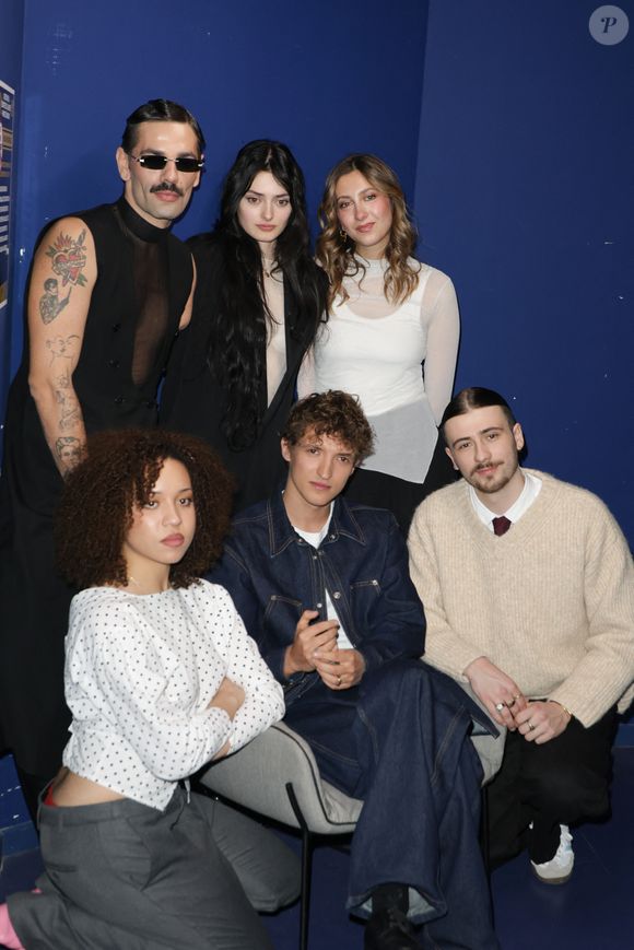 Exclusif - Lucky Love, Solann, Styleto, Yoa, Aliocha Schneider, Pierre Garnier lors de la conférence de presse à l'occasion des quarante ans des Victoires de la Musique dans les locaux de France Télévisions le 13 janvier 2025 en présence des révélations masculines et féminines de l'année.

 La Cérémonie des 40èmes Victoires de la Musique se tiendra en direct de la Seine Musicale vendredi 14 février 2025. Elle sera diffusée sur France 2 et France Inter à partir de 21h10 et présentée par L.Salamé et C.Féraud.

© Coadic Guirec / Bestimage