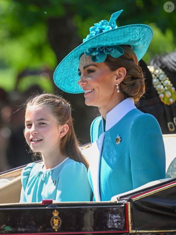 La princesse Charlotte, Catherine, princesse de Galles pendant le défilé des couleurs 2025, à Londres, Royaume-Uni, le 14 juin 2025. Photo by Zak Hussein/Splash News/ABACAPRESS.COM