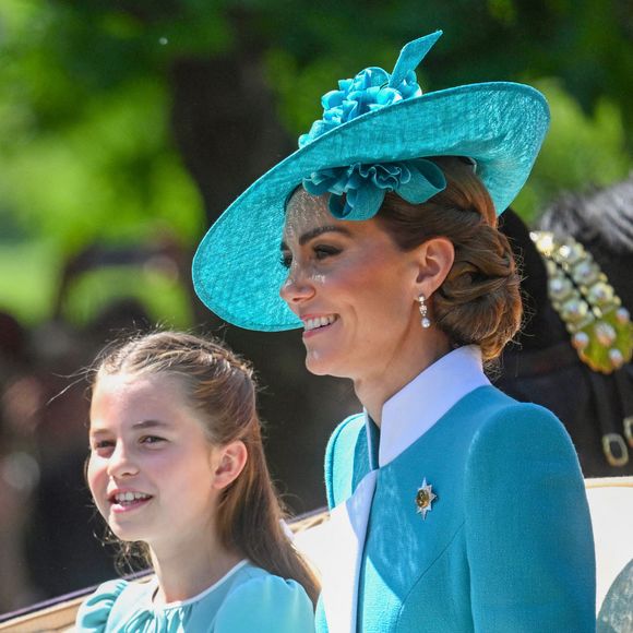 La princesse Charlotte, Catherine, princesse de Galles pendant le défilé des couleurs 2025, à Londres, Royaume-Uni, le 14 juin 2025. Photo by Zak Hussein/Splash News/ABACAPRESS.COM