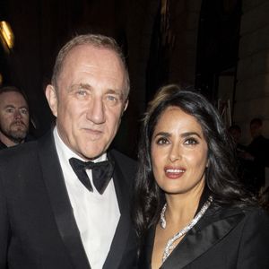 Salma Hayek et son mari François-Henri Pinault - People à la sortie de la soirée Boucheron Place Vendôme lors de la fashion week à Paris, le 20 janvier 2019. Bestimage