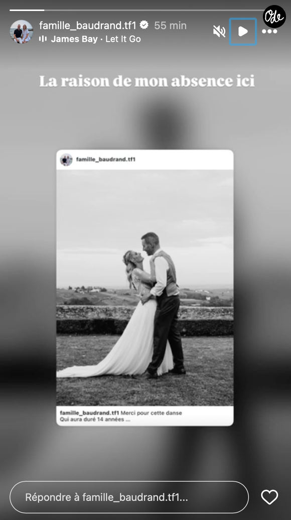 Le couple de Familles nombreuses a officialisé la nouvelle sur Instagram.

Capture Story Instagram - Famille Baudrand