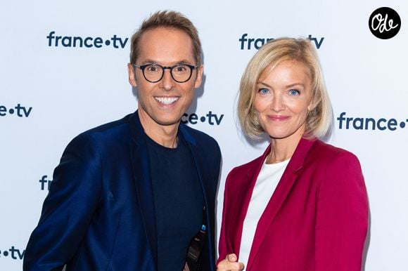 Damien Thévenot, Maya Lauqué lors du photocall dans le cadre de la conférence de presse de France Télévisions au Pavillon Gabriel à Paris, France, le 24 août 2021. © Pierre Perusseau/Bestimage