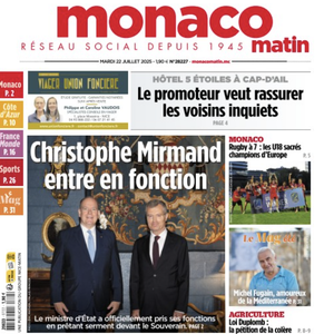 Capture d'écran de la couverture de "Monaco Matin"