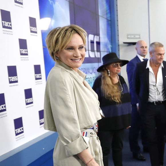 La chanteuse française Patricia Kaas lors d'une conférence de presse sur la sortie de son nouvel album à Moscou, Russie, le 8 novembre 2017 (ITAR TASS / BESTIMAGE).