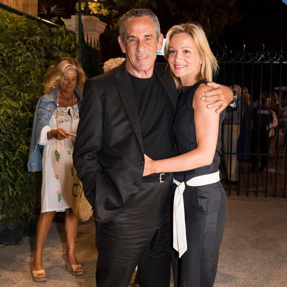 Exclusif - Thierry Ardisson et sa femme Audrey Crespo-Mara - Représentation de la pièce de théâtre "Le bac 68" lors du Festival de Ramatuelle, le 8 août 2017. © Cyril Bruneau/Festival de Ramatuelle/Bestimage