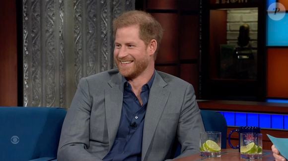 Le prince Harry donne une interview sur le plateau de Stephen Colbert à propos de la vie après la mort. Photo par JLPPA / Bestimage