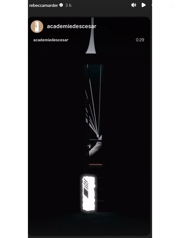Rebecca Marder repartage la publication de l'Académie des César avec Benjamin Laverhne, Instagram